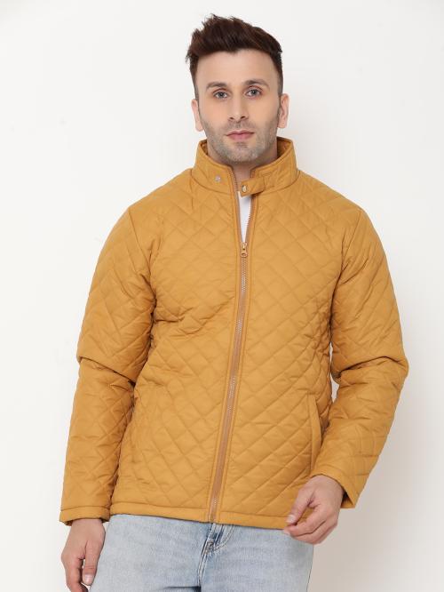 Buy ONNIT Men's Mustard Winter Wear Full Sleeves Solid High Neck Puffer