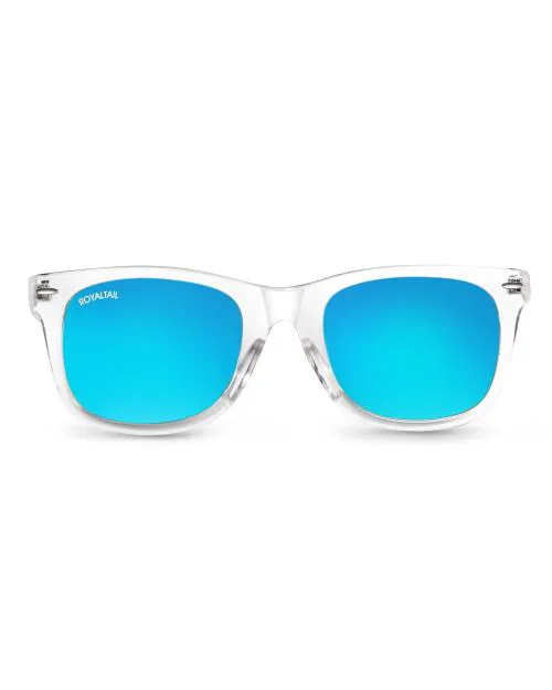 Royaltail Unisex Aqua Blue Glass and Clear Frame Wayfarer Sunglasses