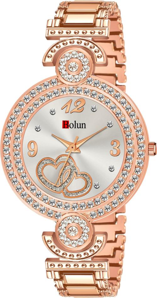 HRV White Dial Rose Gold Strap Analog Watch For Women