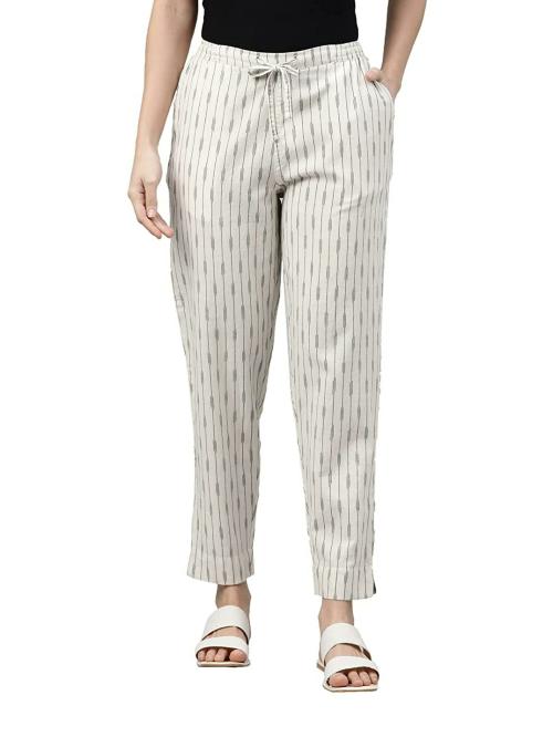 Go Colors Women Beige Cotton Pants (XL)