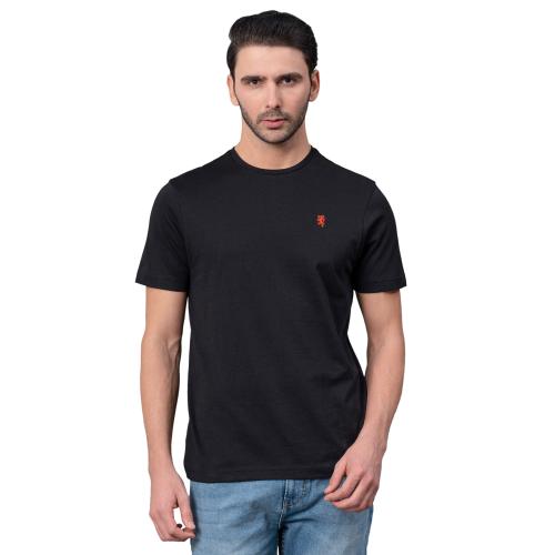 Buy Red Tape Black Solid 100 Cotton Round Neck Men's TShirt Online at