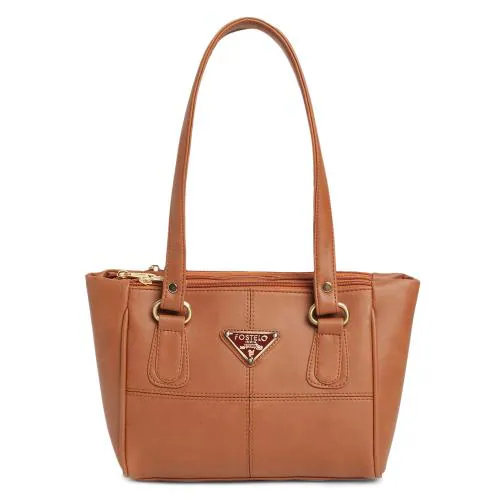 Fostelo Women's Sana Spacious 3 Compartments Handbag (Tan) (FSB-1683)