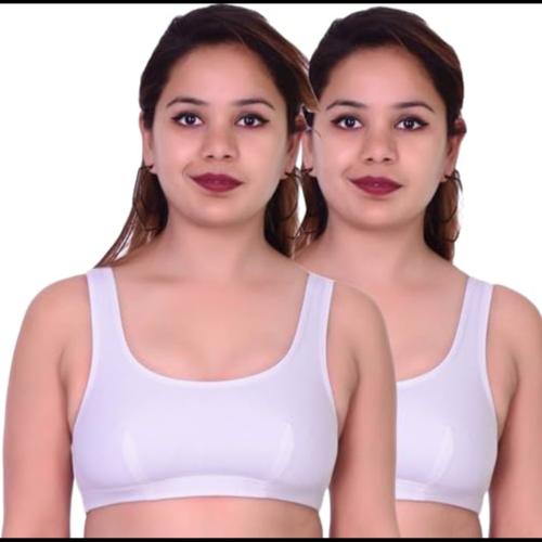 GLOWBODY Women's Lycra Cotton Non Padded Wire Free Sara Mirza Sports Bra (Pack of 2)