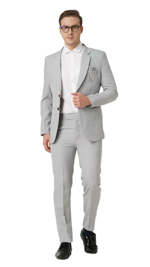 MR. DULHA Single Breasted Blazer For Men | Suit For Men | Mens Wedding Suit | Engagement Suit For Men | Three Piece Set For Men | Suit Set For Men | Blazer For Office | Blazer For Meeting | Fancy Suit For Men-LIGHT GREY-M