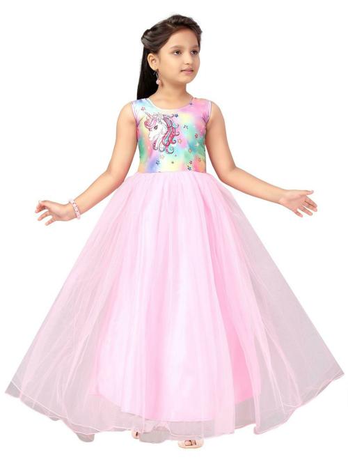 Buy Aarika Girls Pink Color Unicorn Print Gown Online at Best Prices in ...