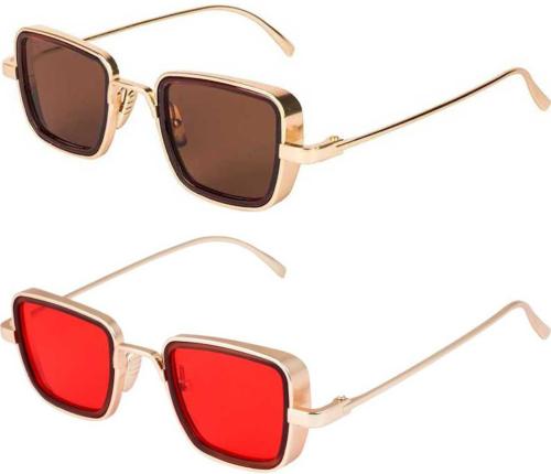 ROZZETTA CRAFT UV Protection Retro Square Full-Frame Red Sunglasses (Boys)