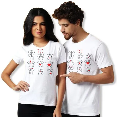 Delberto Couple T-shirts|Couple T shirt|Women T shirt|Men T shirt|Couple| T-shit|Tshirt|Men T-shirt|t-shirt Men and Women Printed Polyseter with Cotton Blend Honeymoon T-Shirt - M (set of 2) (Clickplick-ctshirt-030-Parent)