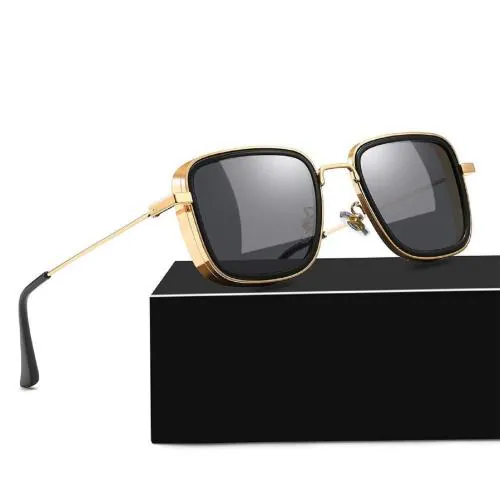 US DESIRE Square Metal Body Kabir Singh Sunglass for Men's Carryminati Square Sunglasses Frame Gold