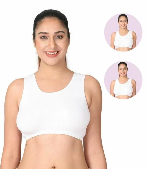 Adira | Bra During Sleep | Slip On Bras To Wear At Home | Comfortable Bra | Work From Home Bra Without Hooks | Non Padded & Non Wired Support | Plus Size | Pack Of 2 | White | 5XL