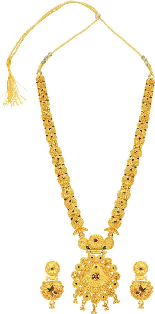 ADMIER Traditional Gold Plated floral design Hand Meena Mangalsutra
