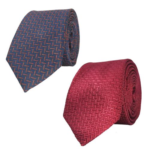 Exotique Purple Multi & Red Microfiber Neck tie Combo For Men (ET0042MU)