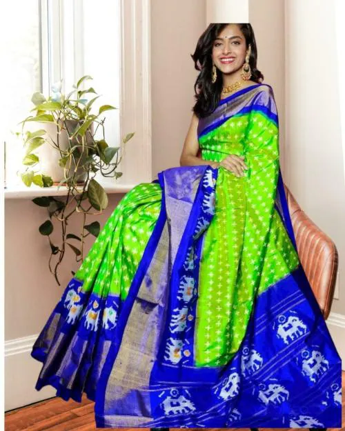 Saadhvi Women's Green Cotton Art Silk Bandhani Printed Saree With Blouse(FL-BHUTRA022_D, Free Size)