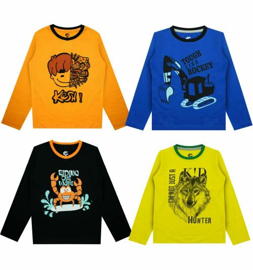 Silverfang Boys Multicolor Printed Pure Cotton (Pack of 4) T-shirt