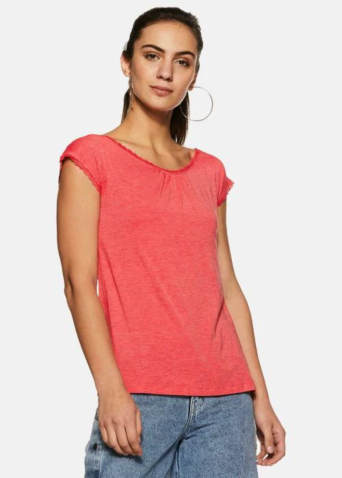 FRUIT OF THE LOOM Women's Light Pink Solid Viscose Pack of 1 Round Neck T-shirt