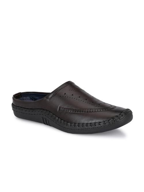 BUCIK Men's Brown Synthetic Lether Slip-On Sandal