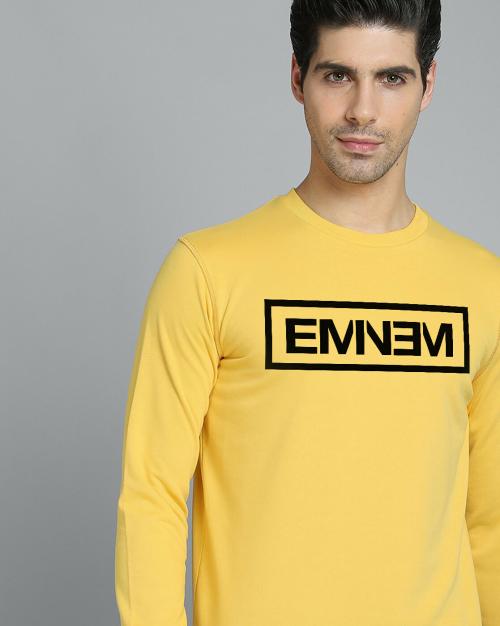 Free Authority Eminem Printed Yellow Sweatshirt For Men