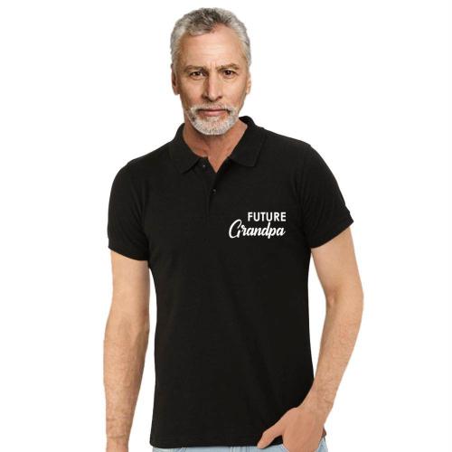 Funky Store Black Future Grandpa Printed Men's Polo Tshirt For Grandfather,