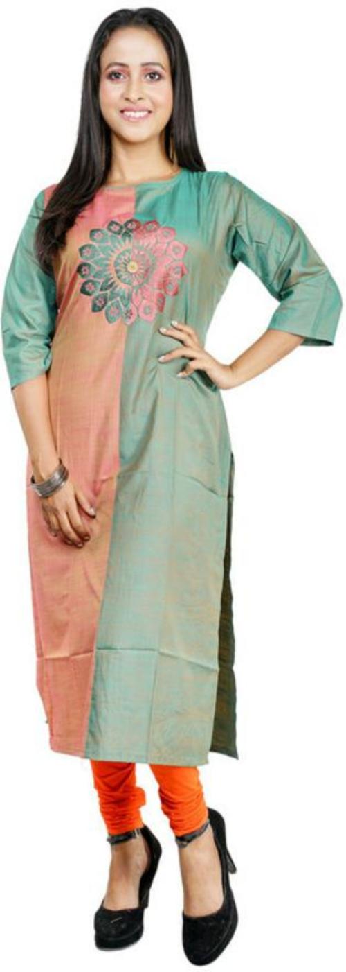 Pecker Women's Multicolor Embroidered Pure Cotton A-line Kurti - XXL