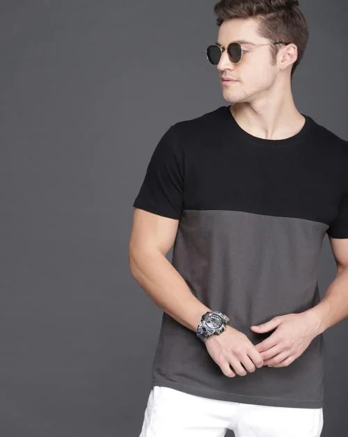 TAZO Mens Round Neck | Colourblocked Tshirts | Regular Fit | Half length Sleeve T-Shirt | T Shirt For Mens | Mens T Shirt | Mens Tshirt | Tshirt for Mens | T Shirts | Tshirts | Gym Wear | Sports Wear | Mens Tshirt | Dryfit Tshirts