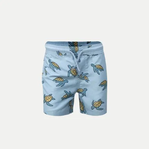 Rad Prix Boys Turtle Printed Shorts- Light Blue Colours