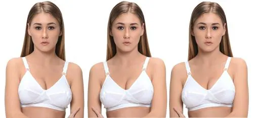 FEMULA MeghaWB 3Pc Regular Styled, Yet Exclusive & Elegant Looking Bra Made of Highly Absorbant Pure Cotton Fabric (White Colour) Size 38D