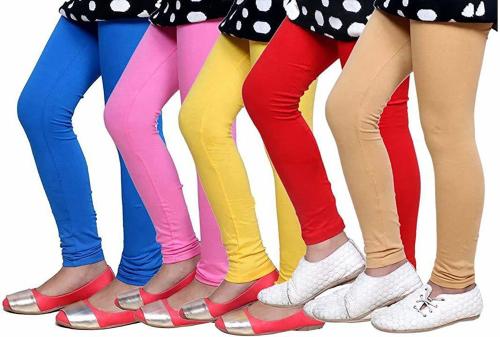 Tik Tok Wears Girls Multicolor Solid Pure Cotton Pack of 5 Leggings
