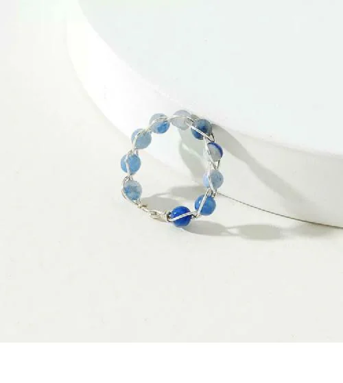 Living inside Out Crystal bead Rings blue pack of 2