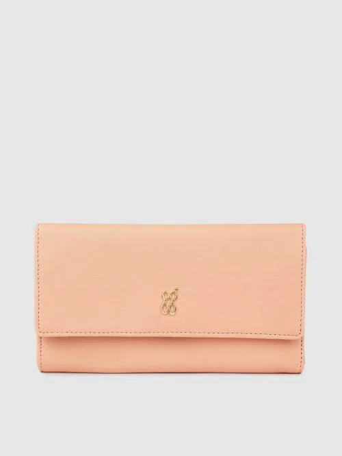 Baggit Peach Polyurethane (PU) Wallet For Women