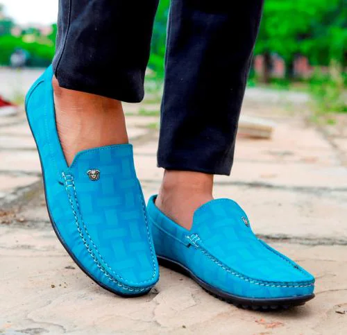 Shoes Kingdom Checks Casual Men's LB772 Blue Loafer Shoes - JioMart