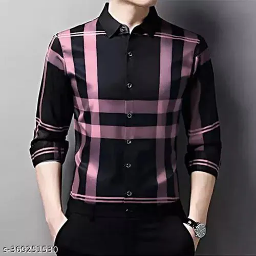 OCtaviAN MENS FULL SLEEVE LYCRA SHIRT Men's Shirts || Tropical Printed Shirts for Men || Summer Wear Shirt for Men || Perfect for Outing || Vacation || DateWear Shirt for Boys || printed shirt||solid striped shirt||trendyshirt||shirt for men Pink-L