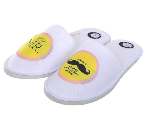 SQUETCH Unisex-Adult Mr Moustache Swag Emoji House Slippers (White)