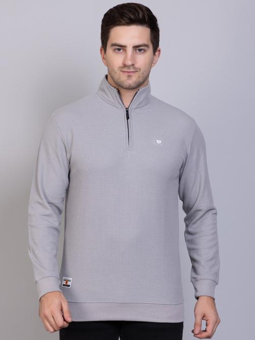 John Brooks Pre Winter High Neck Half Zipper Sweatshirts For Men - Grey