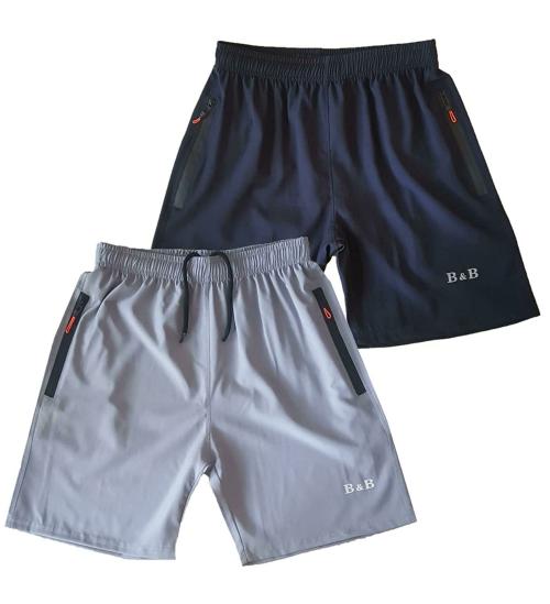 Buttons & Bows Men's Relax fit/Dry Fit Shorts/Knickers with 02 Zip Pocket/Light Weight Quick Dry/Regular Fit/Machine Wash-02 Pieces- Grey & Dark Blue