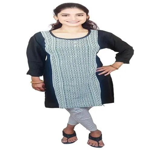 Meet Desires Kurti for Women with Chikan Work/Chikan Embroidered Kurta for Women Kurtis for Women Black