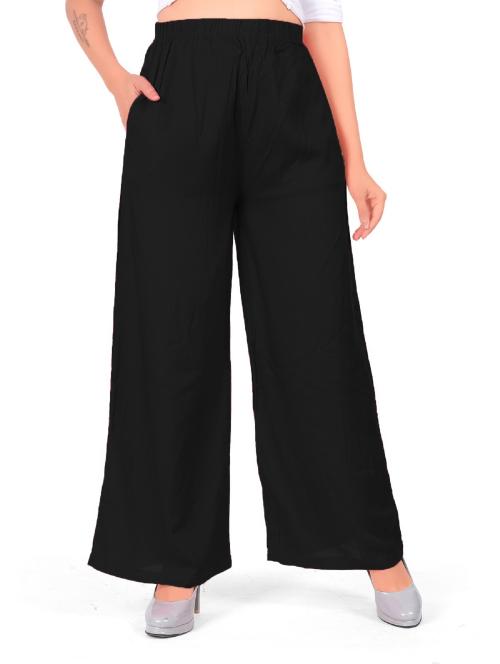 MEVABA Viscose Liva Palazzo | Premium Fabric | Superior Quality (Free Size,Fit-Up to M-XL) Black