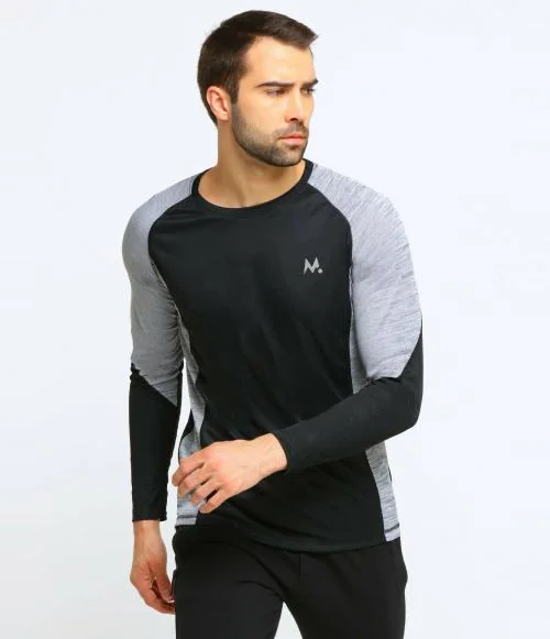 MANIAC Men Black Color Color Block Polyester T-shirt