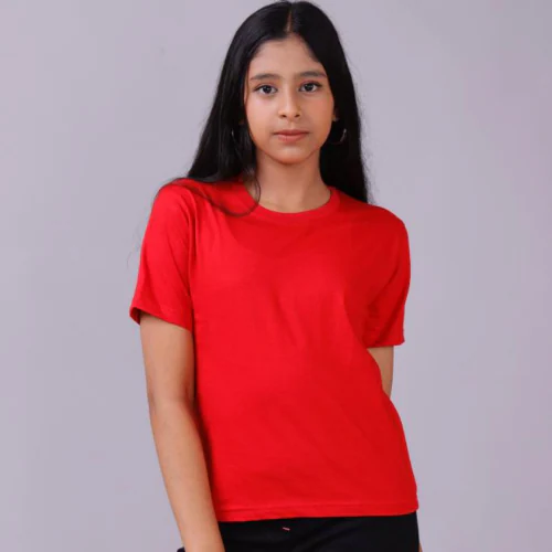 GFU GOD FOR YOU Girls Cotton Tshirt for Girls | 11 to 12 year Girls tshirts | Round Neck Girls tshirts Cotton | Plain t Shirts for Girls | Girls Tshirts Solid Color - Red