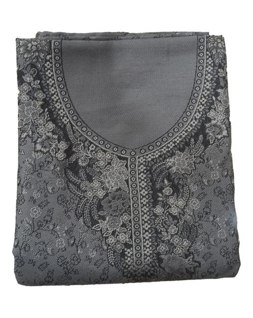 SAAKSHAAT Women's Unstitched Printed Winter Woollen Pashmina Salwar Suit Dress Material with Shawl - (Free Size) - Grey-3