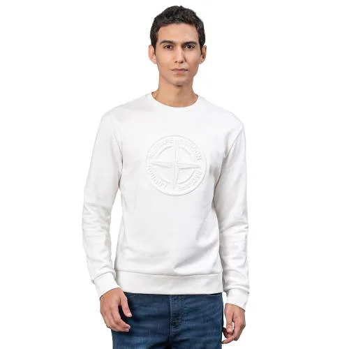 Red Tape Off White Embossed Cotton Poly Fleece Men's Sweatshirt | Winter Sweatshirt | Warm & Cozy