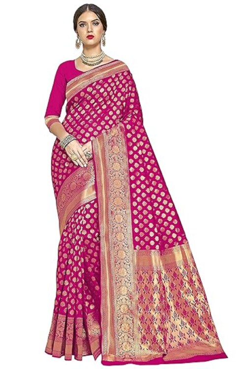 Mitansh Fashion House Glory Sarees Women's Kanchipuram Art Silk Saree With Blouse Piece