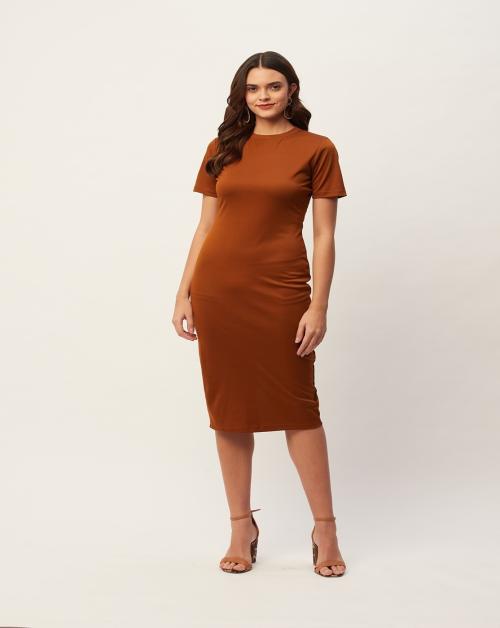 Brown Long Bodycon Dress