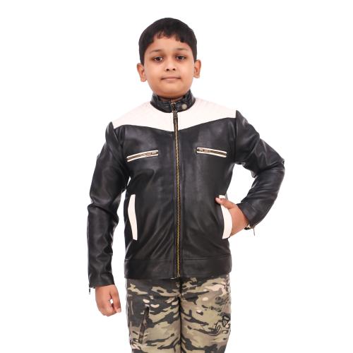 Buy Leather Retail Baby Boy Faux Leather Jacket for Kids Outerwear Fashion Slim Black Colour