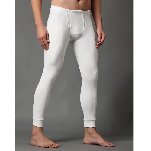 FF Winter Wear Men's Thermal Bottom Lower Warmer | Winter Base Long Johns Underwear Ski Cold Weather for Heat Retention | Thermal Underwear Inner for Men Color, White (Size - S)
