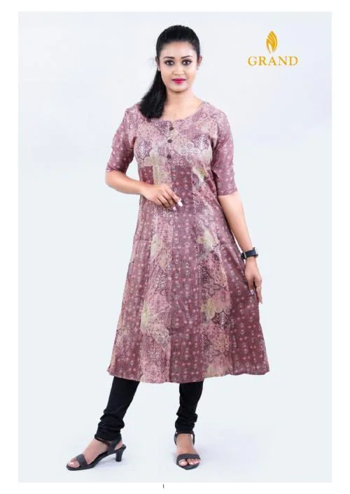 Grand Women's Round Neck Kurtis - ( L - Size ,Pink )
