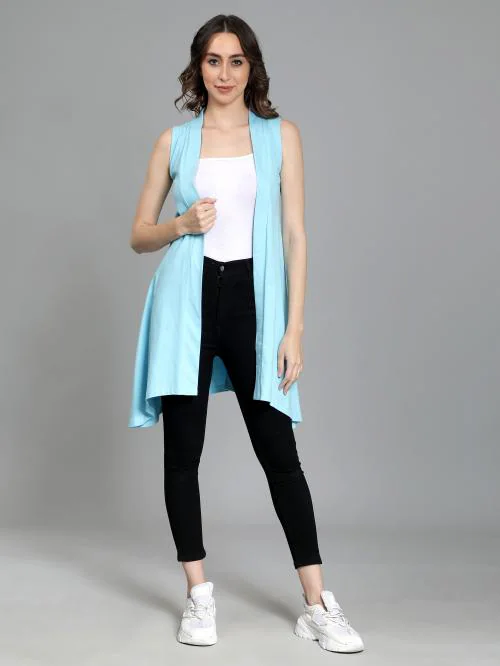 Buy Nimble Sky Blue Long Shrug with Cut Sleeves Online at Best Prices