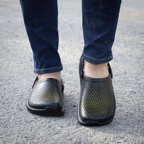 Richaleee 499 Croos Black Yellow Mens Trendy Sliders for men