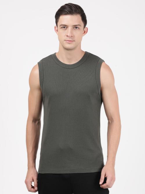 Jockey 9930 Men's Green Solid Cotton Sleeveless Vest