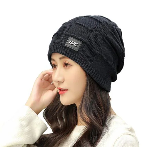 Youstylo Woolen Cap for Women for Winter, Soft & Warm Beanie Hat - Free Size (Black, 7141A)