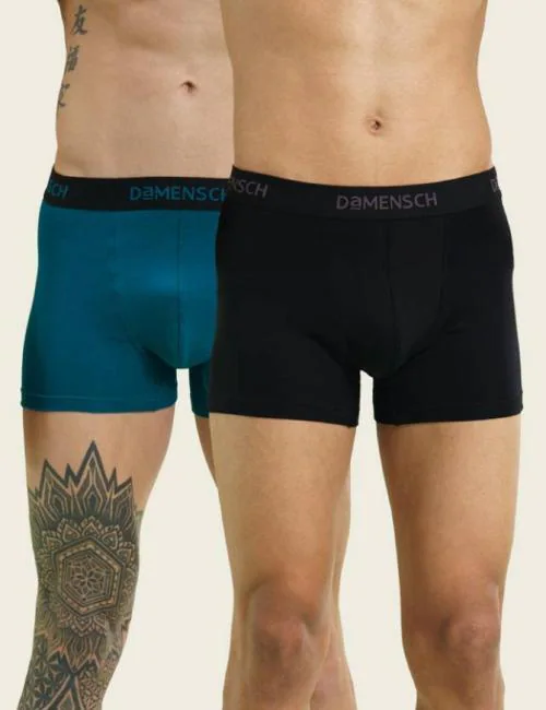 MAHET ENTERPRISE Men's Luxury Micro Modal Underwear Trunks Breathable Ultra Soft Comfort Lightweight ( COMBO PACK OF 2 ) Black & Blue - S