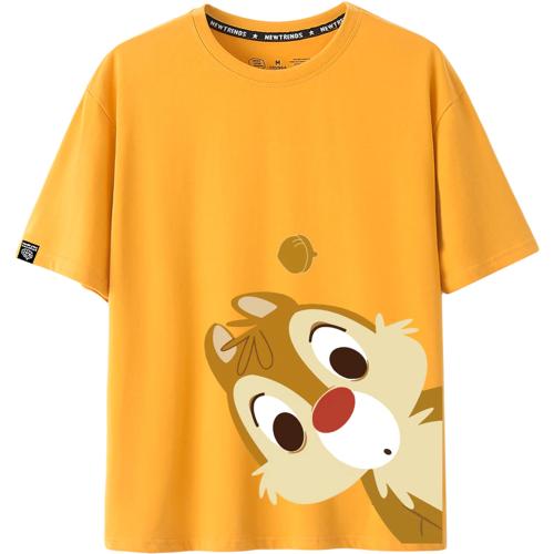 Popster Mustard Printed Cotton Round Neck Regular Fit Half Sleeve Womens T-Shirt l women tshirt l tshirt for women